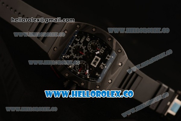 Richard Mille RM 011 Chronograph Miyota 9015 Automatic Carbon Fiber Case with Skeleton Dial White Arabic Numeral Markers and Rubber Strap (KV) - Click Image to Close